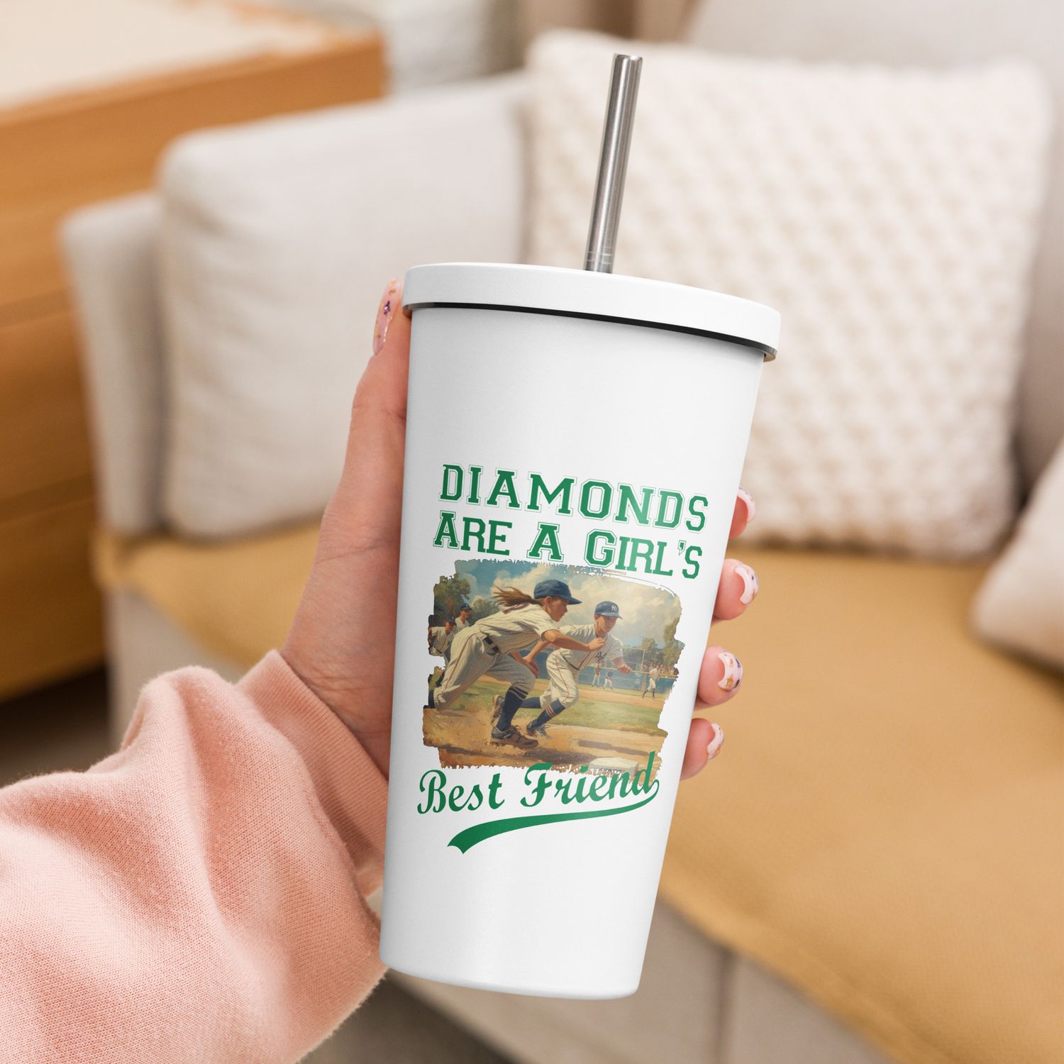 Diamonds - Girl Insulated tumbler with a straw