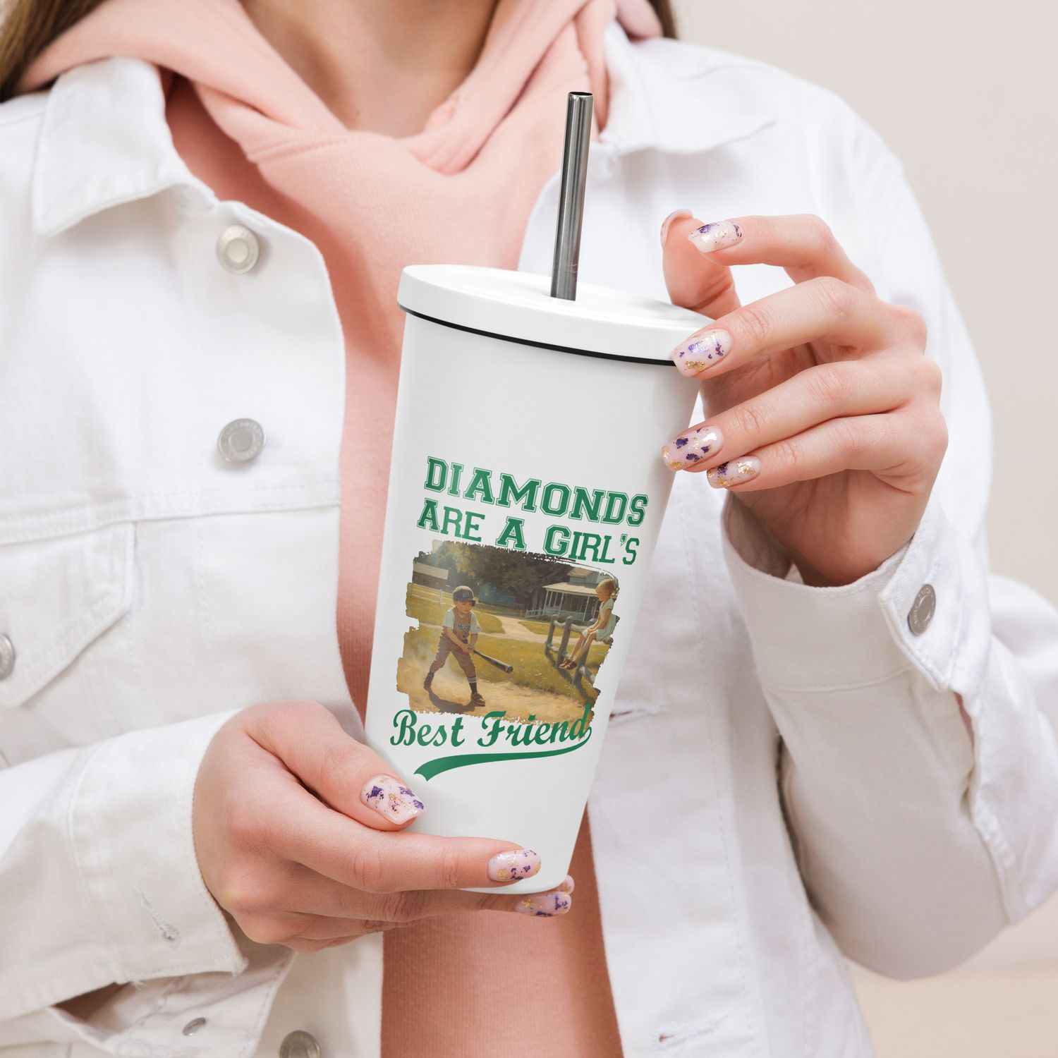 Diamonds - Boy Insulated tumbler with a straw