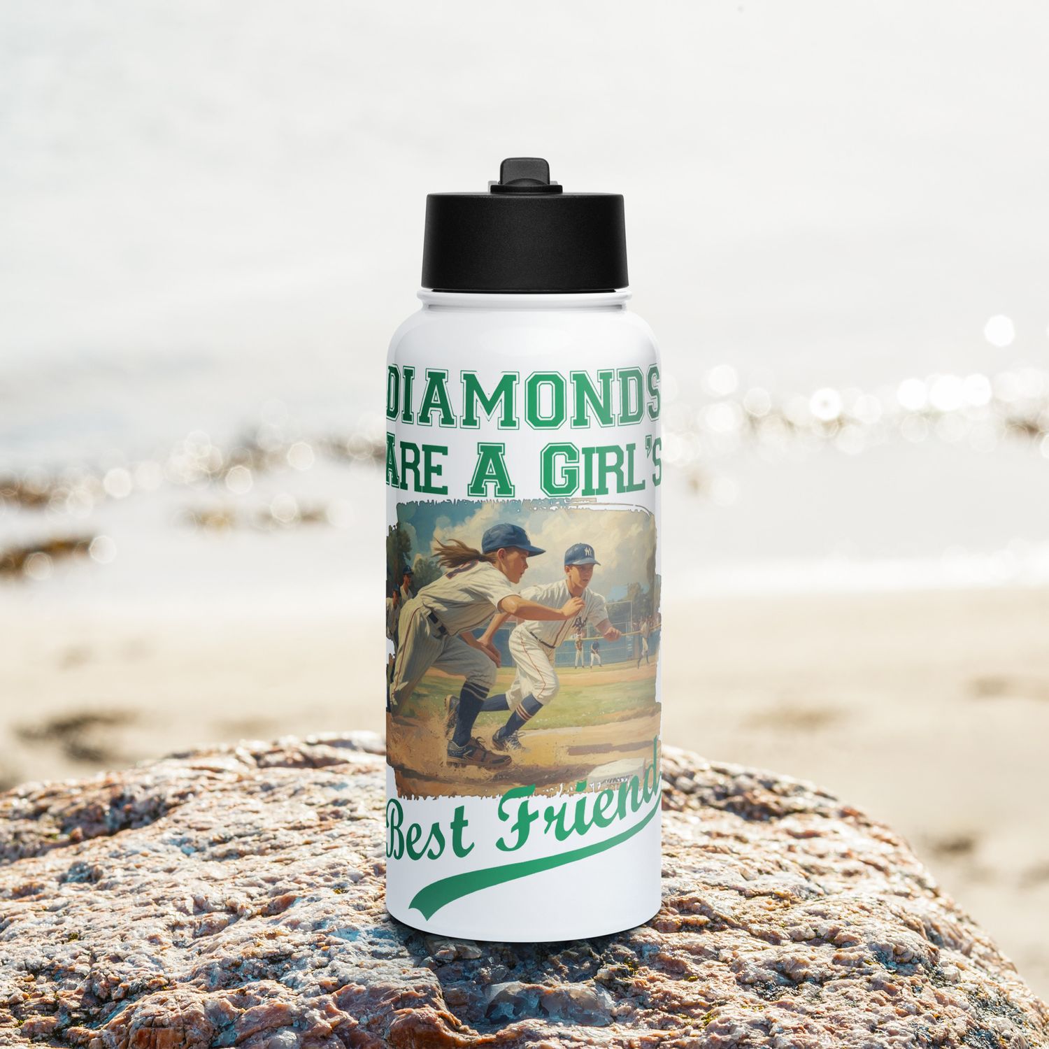 Diamonds - Girl Stainless steel water bottle with a straw lid