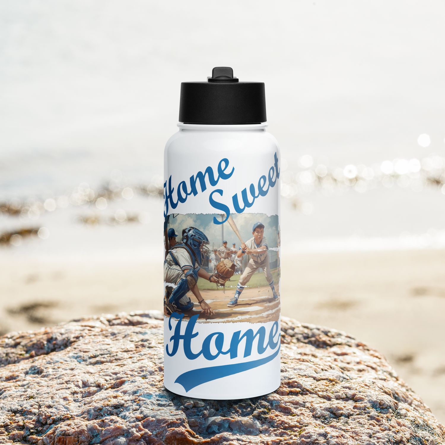 Home Sweet Home Stainless steel water bottle with a straw lid