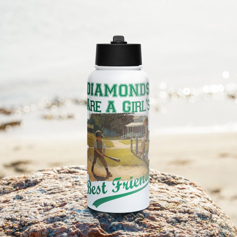 Diamonds - Boy Stainless steel water bottle with a straw lid