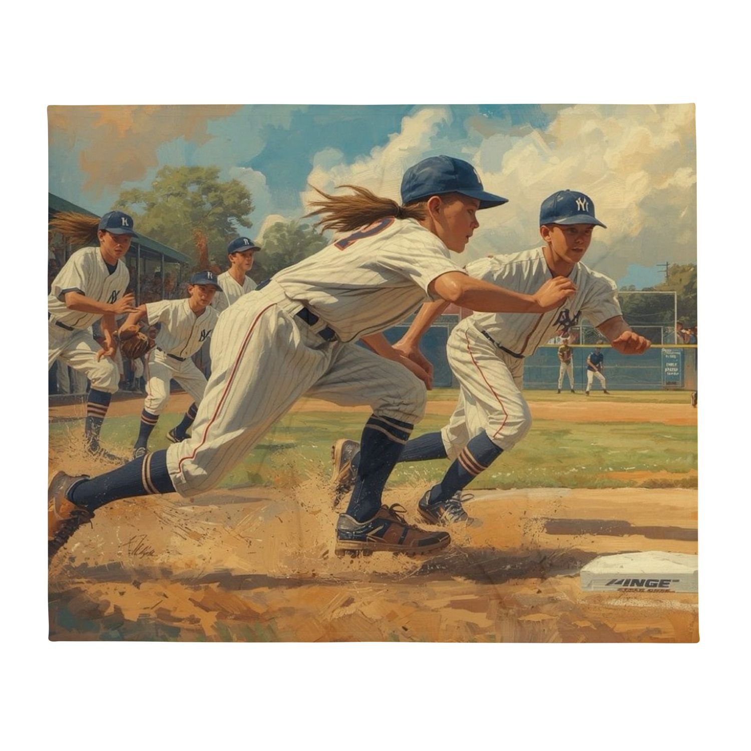 Girls on Base Throw Blanket (50 x 60)