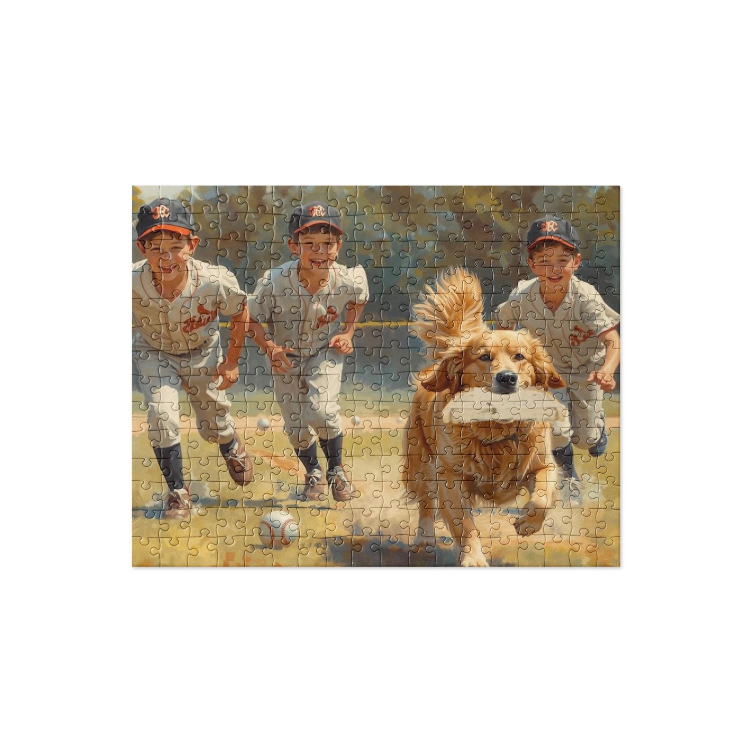 Boys Chasing Dog Jigsaw puzzle