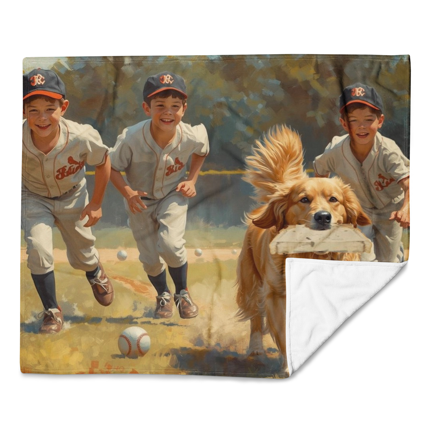 Boys Chasing Dog Throw Blanket (50 x 60)