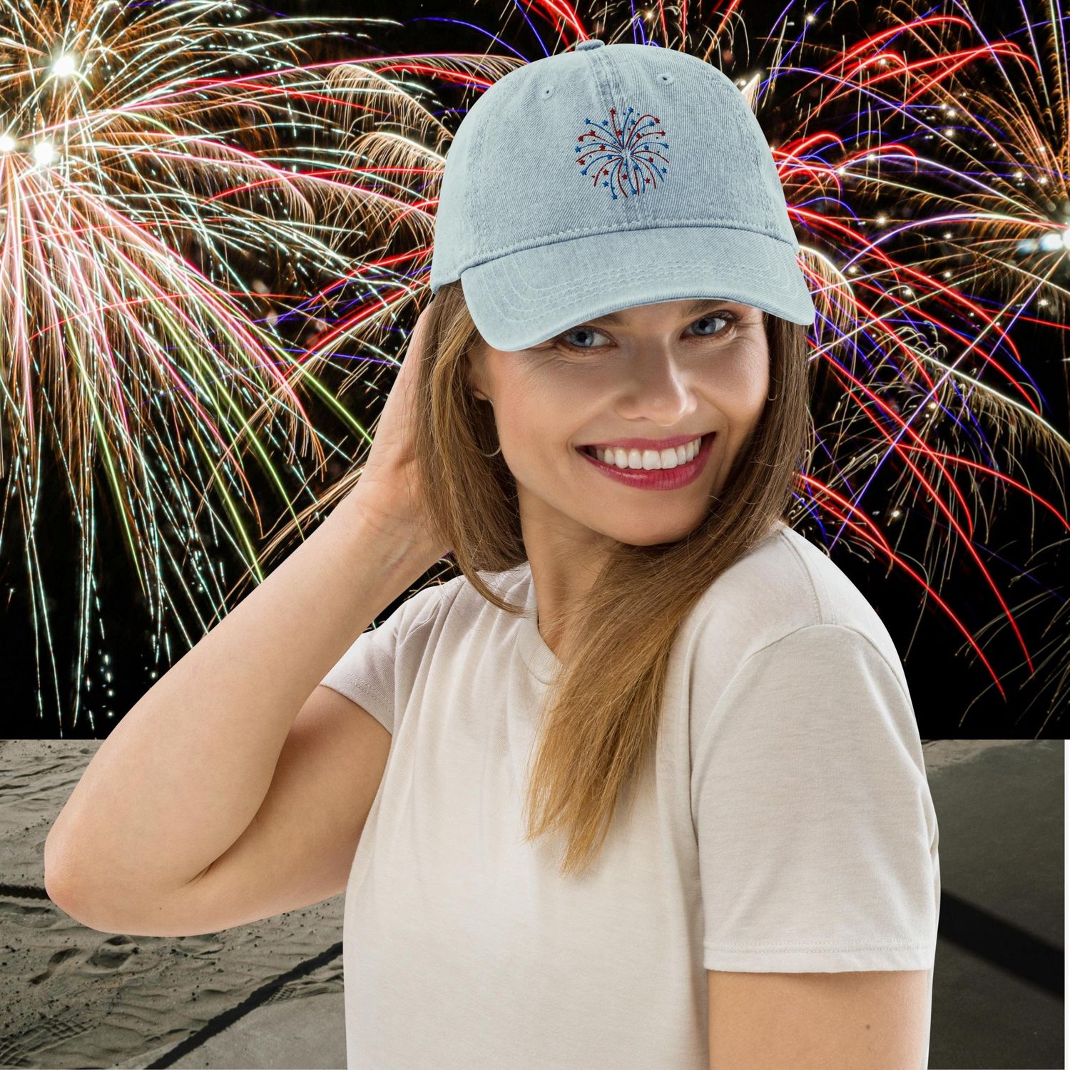 USA Fireworks Denim Hat