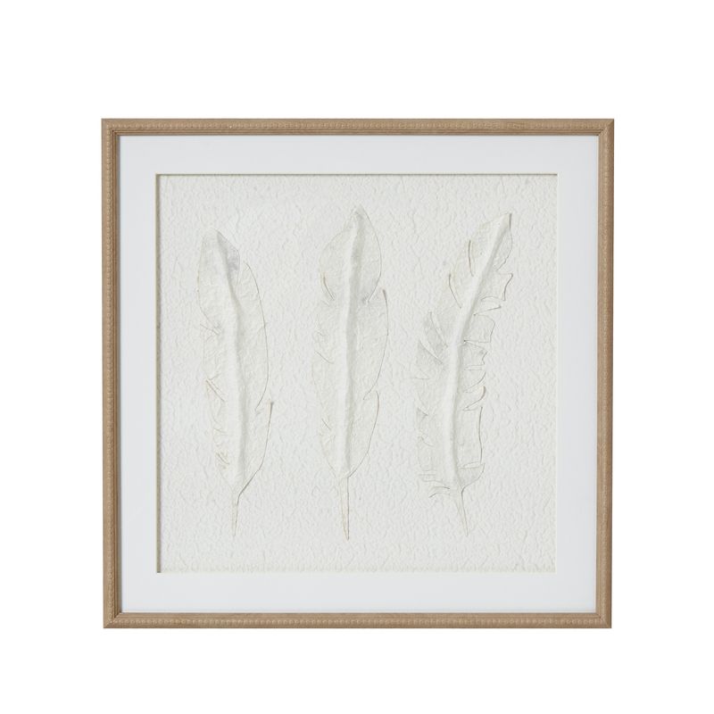 Solli White Feathers Art Mounted In Beaded Frame