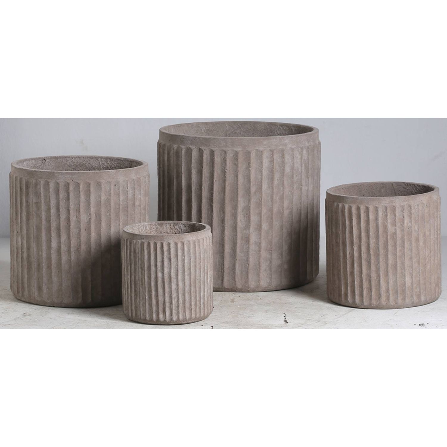Umber Fluted Cylinder Set Of 4 Planters