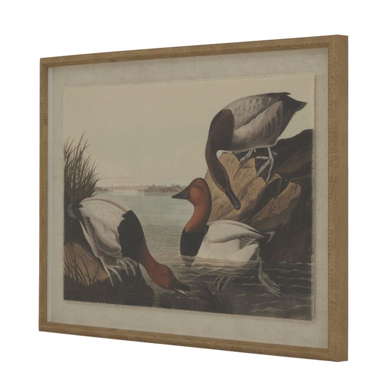 Flora & Fauna Collection Pochards On Linen In Beaded Frame