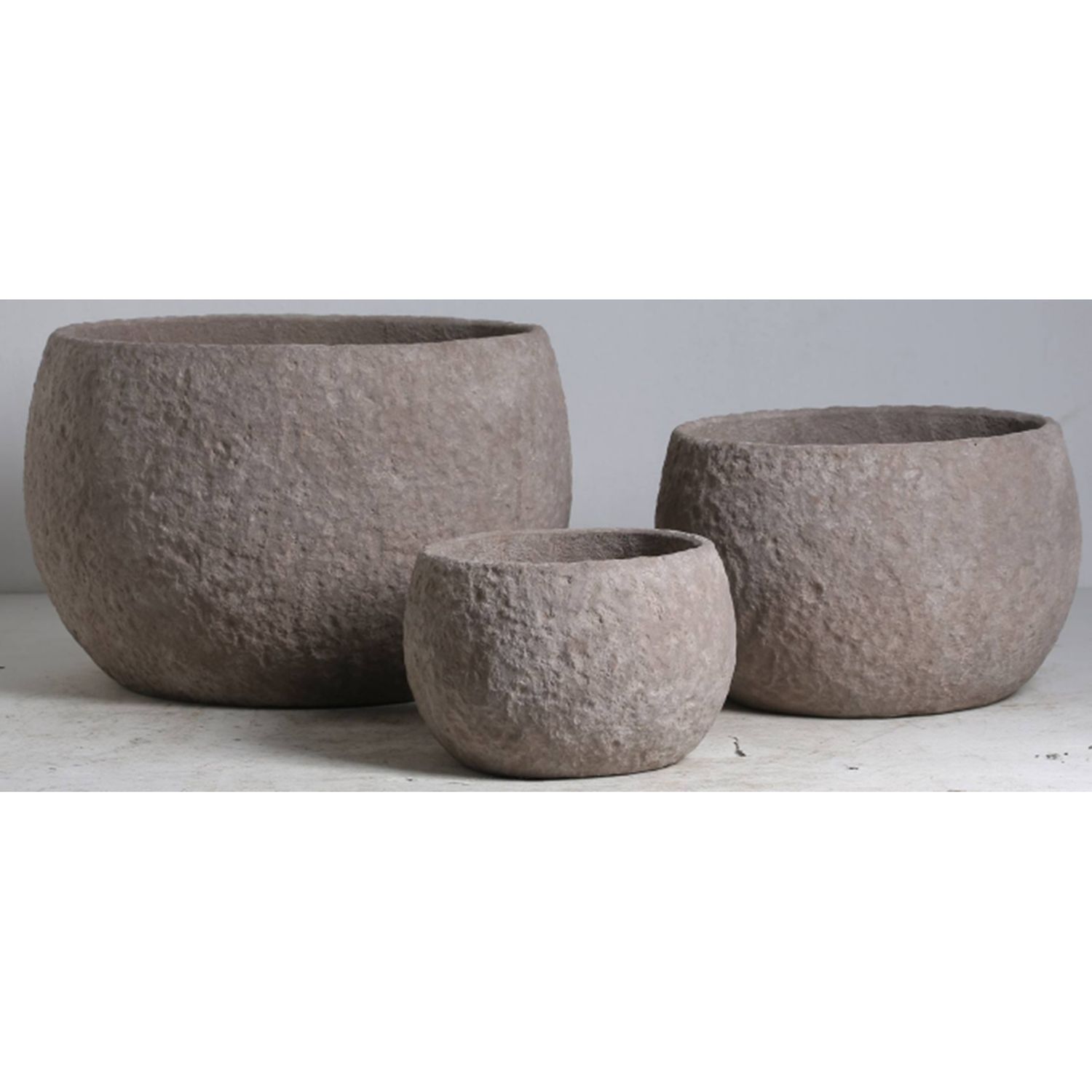 Umber Lava Bowl Set Of 3 Planters