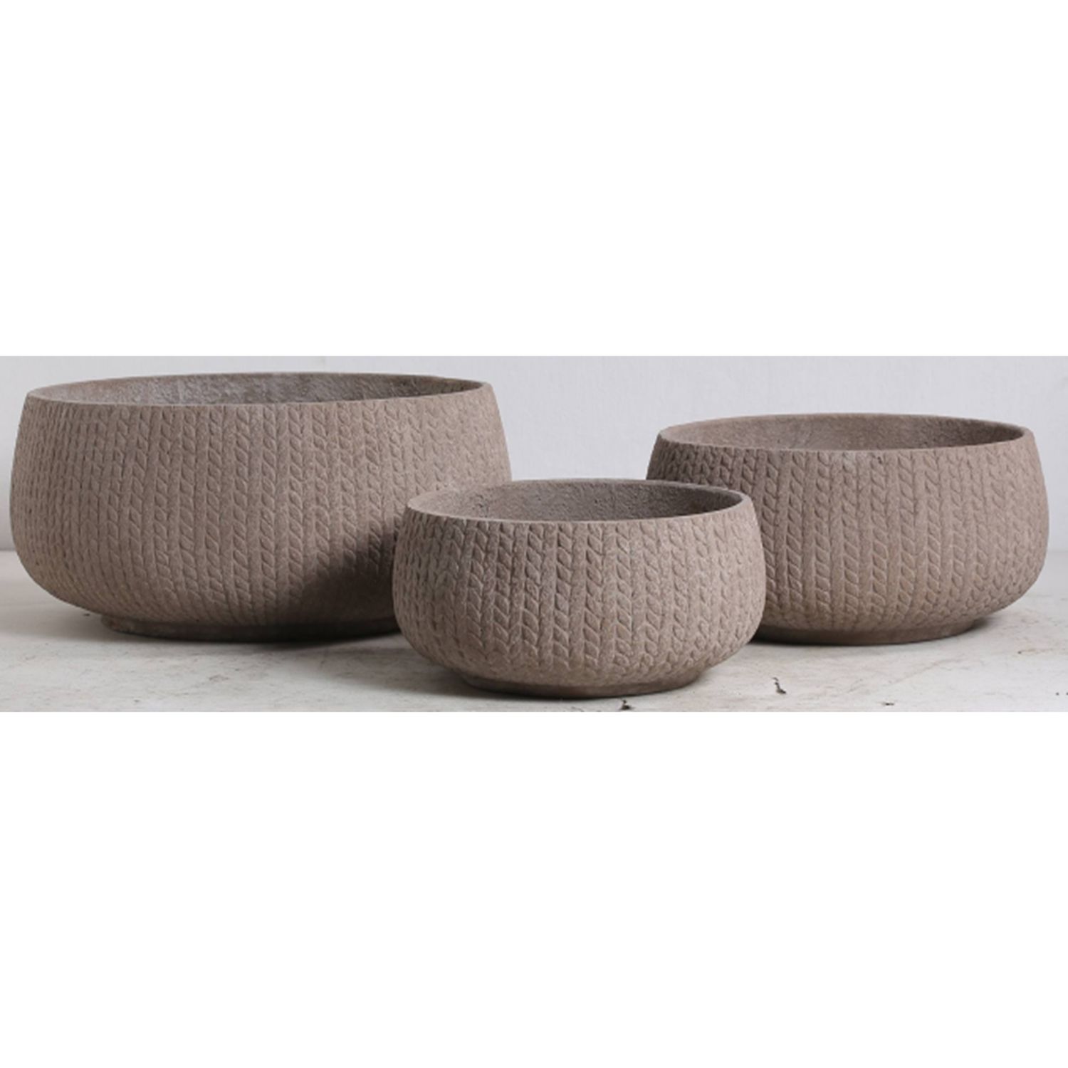Umber Low Round Set Of 3 Planters