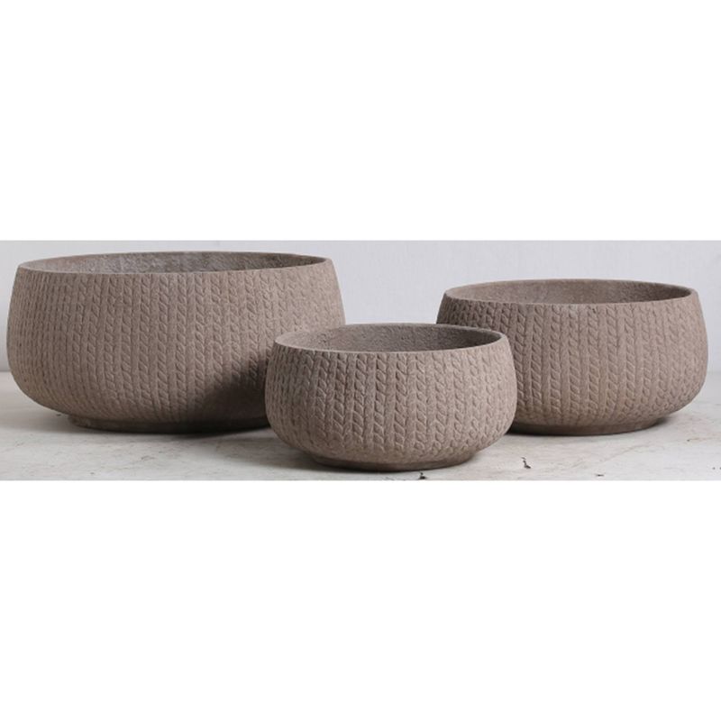 Umber Low Round Set Of 3 Planters