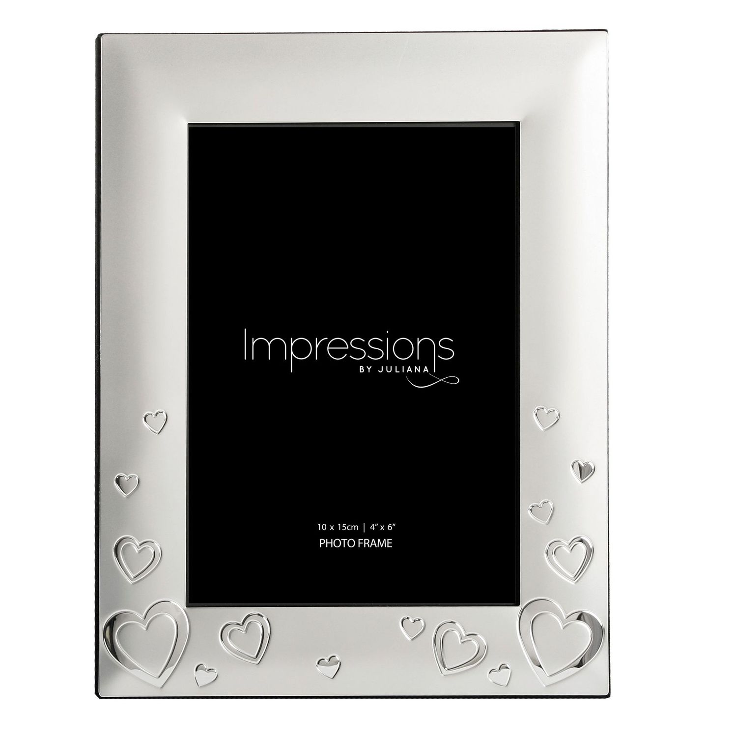 Impressions - Juliana Photo Frame 2 Tone Silver plated Hearts 4" x 6"