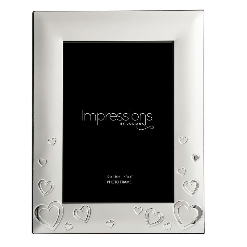 Impressions - Juliana Photo Frame 2 Tone Silver plated Hearts 4" x 6"