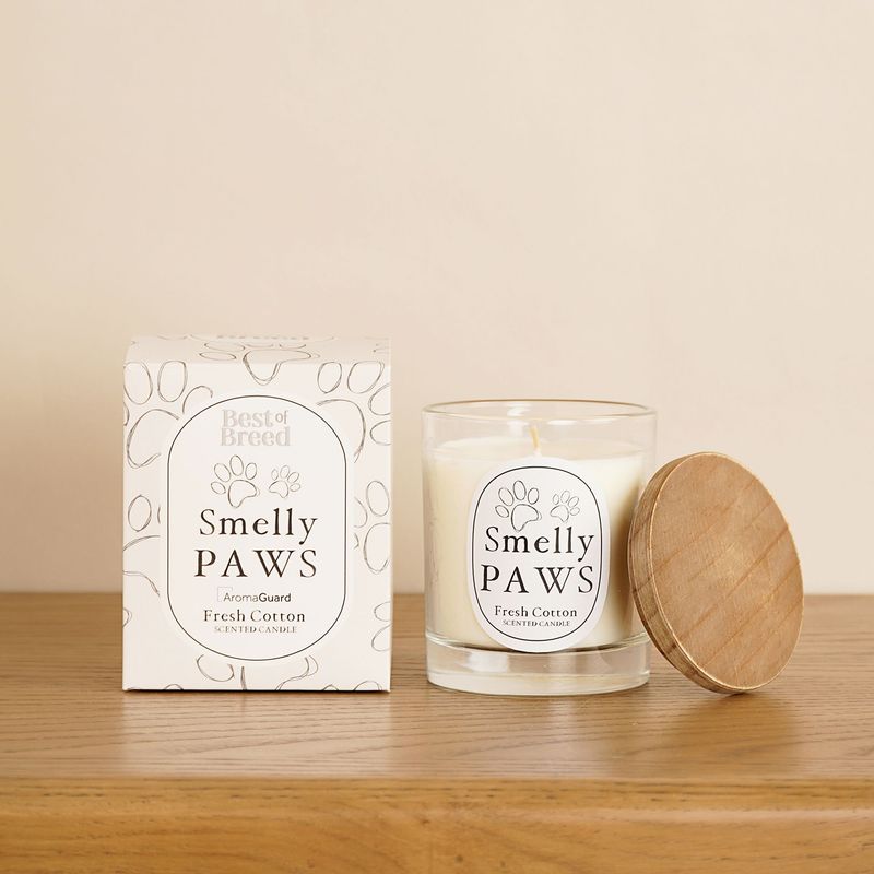 Best of Breed Smelly Paws 260g Candle - Fresh Cotton with Aroma Guard