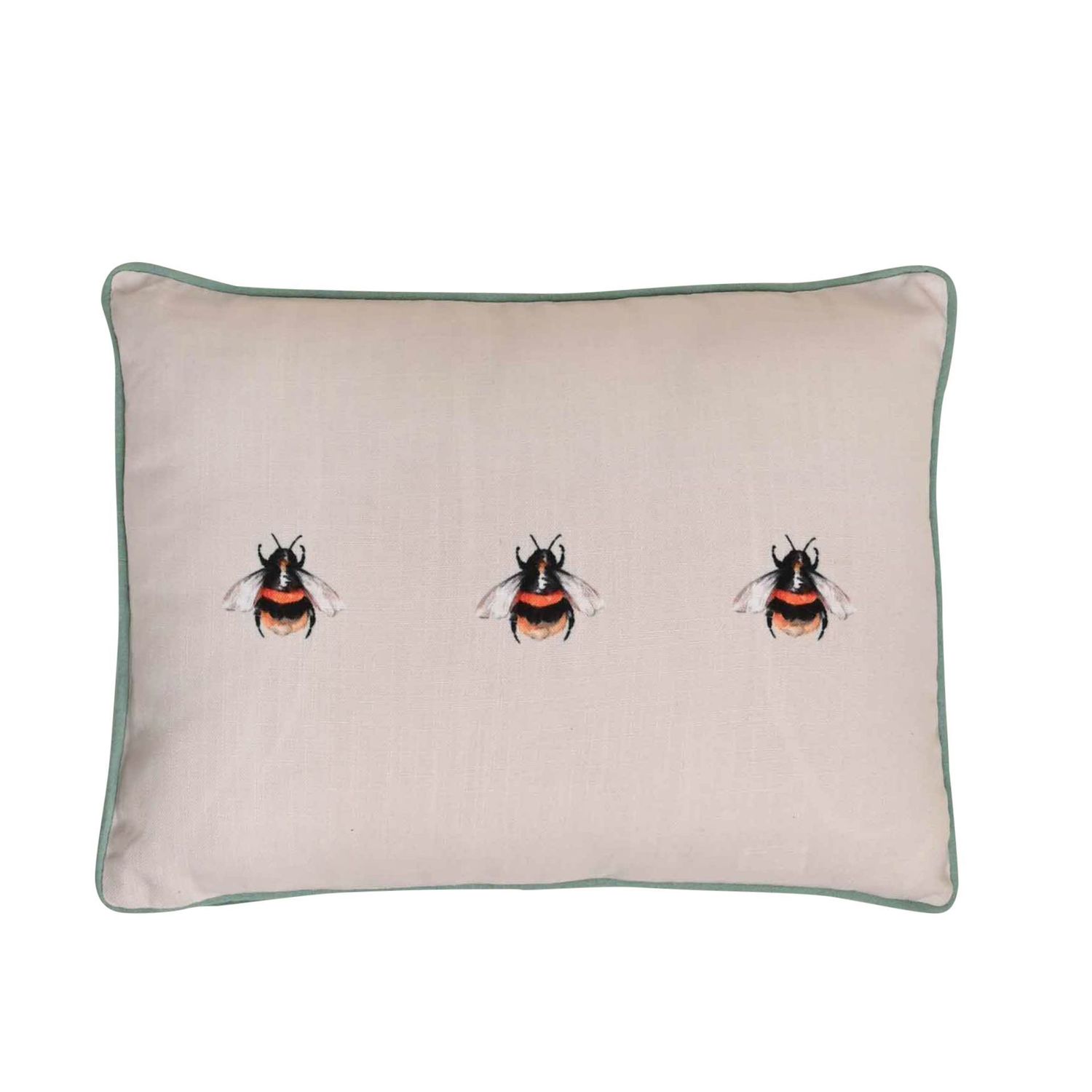 Meg Hawkins Oblong Cushion with Wooden Buttons  - Bee