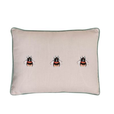 Meg Hawkins Oblong Cushion with Wooden Buttons  - Bee