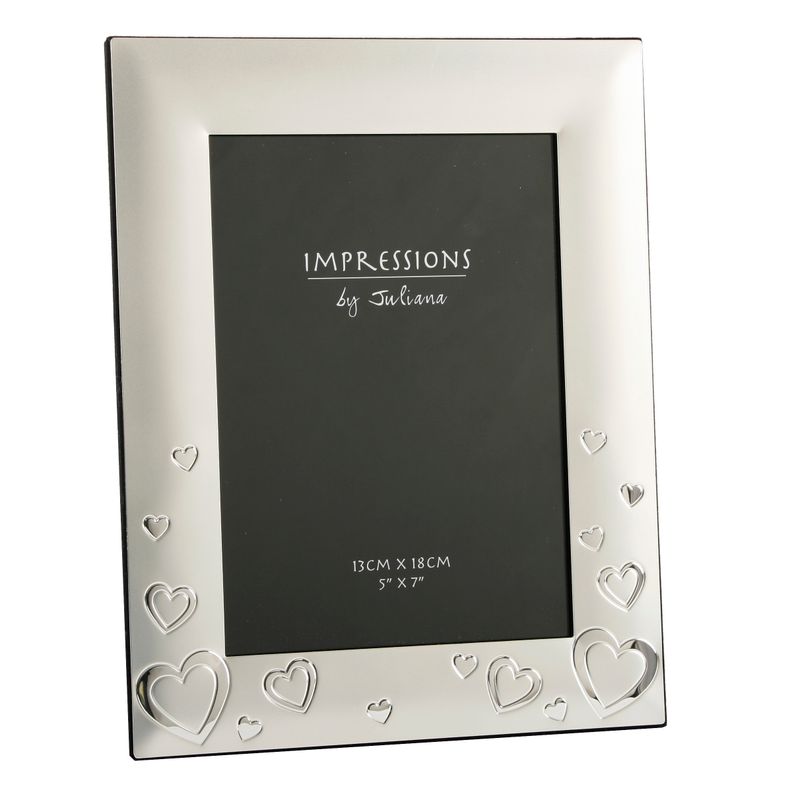 Impressions - Juliana Photo Frame 2 Tone Silver plated Hearts 5" x 7"