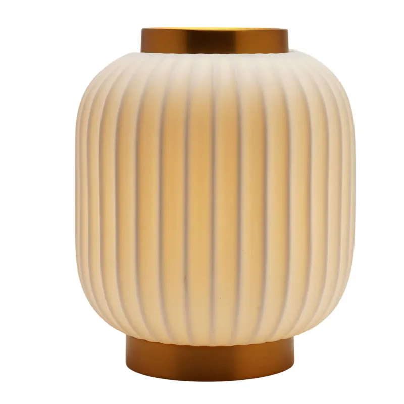 Hestia Ribbed Lantern Style Porcelain Lamp - Small