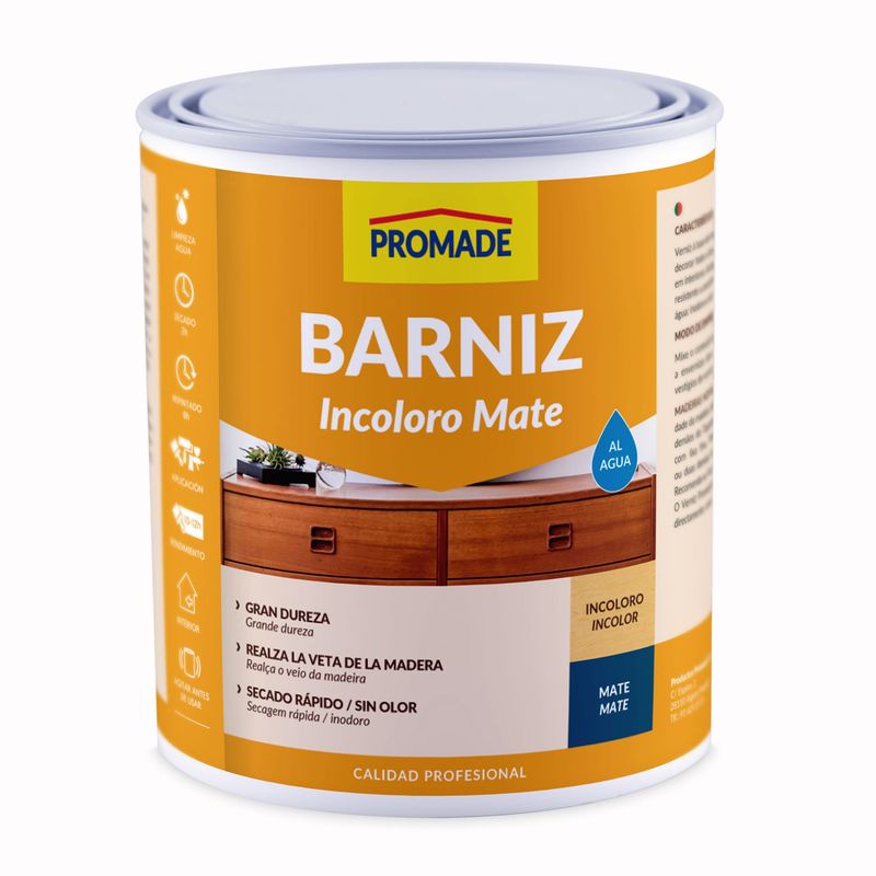 BARNIZ INCOLORO MATE AL AGUA 4 L