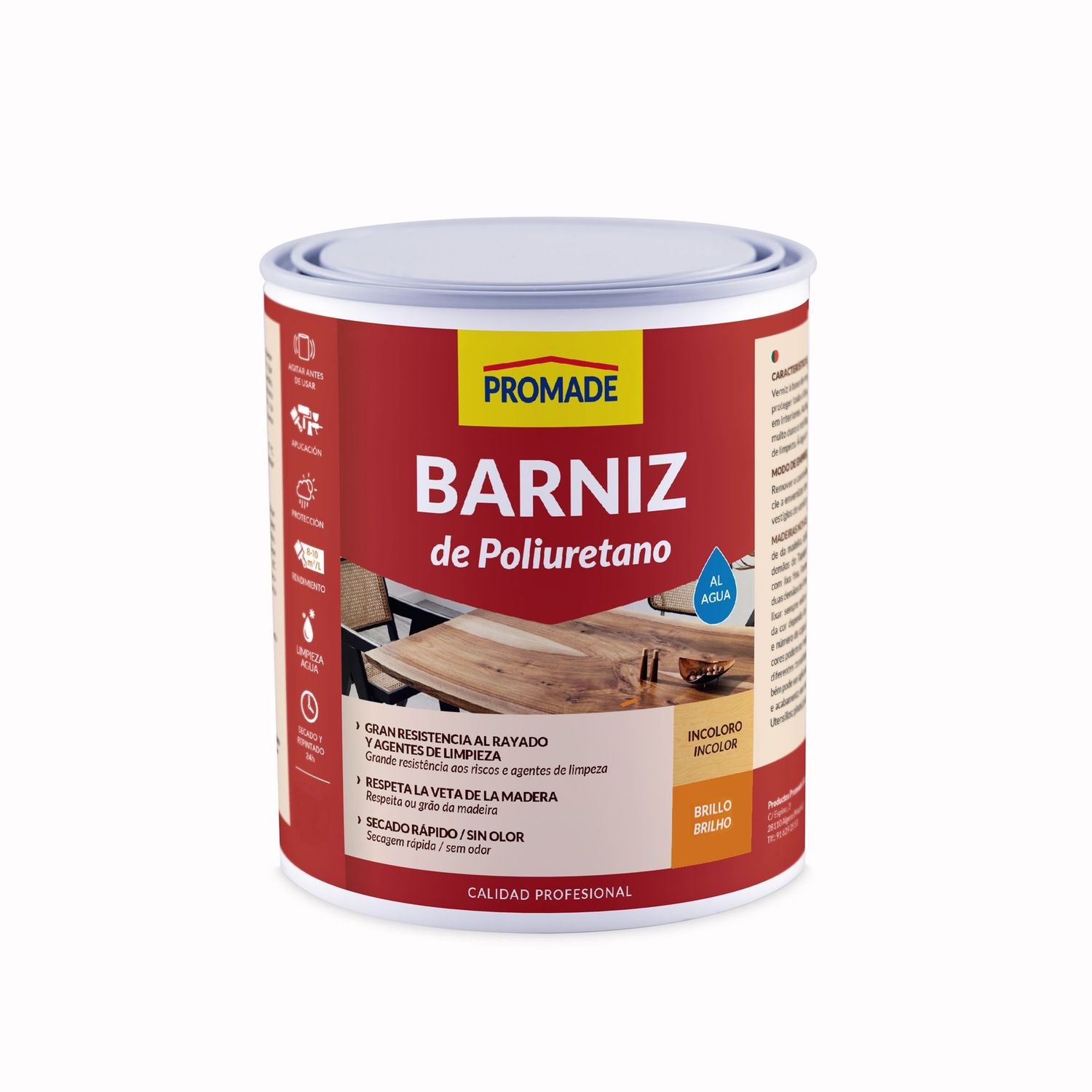 BARNIZ POLIURETANO BRILLO AL AGUA 750 ML