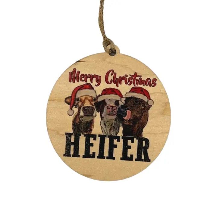 Merry Christmas Heifer Christmas Ornament