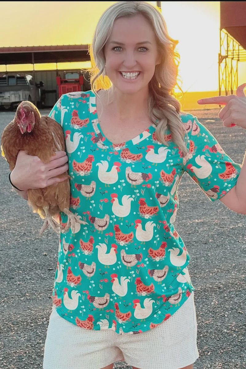 Fly the Coop V-Neck Top