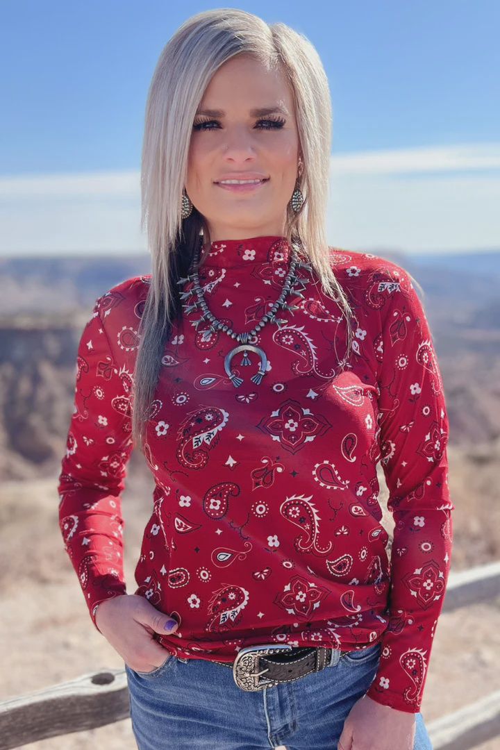 Bandana Babe Mesh Top - Red