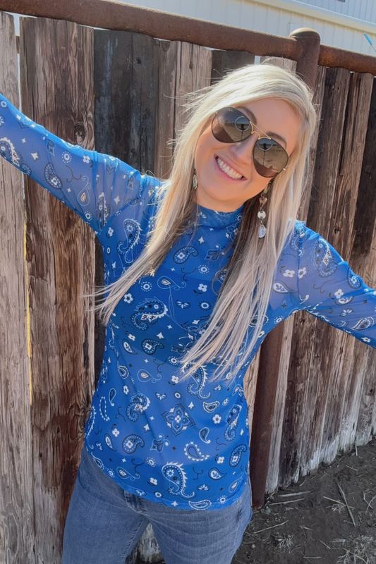 Bandana Babe Mesh Top - Blue