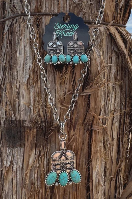 Stitched in Stone Necklace and Earring set