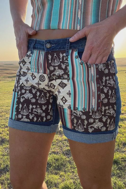 Western Patched Up Shorts - two lengths