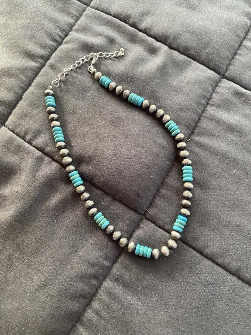 Navajo Pearl and Turquoise Necklace