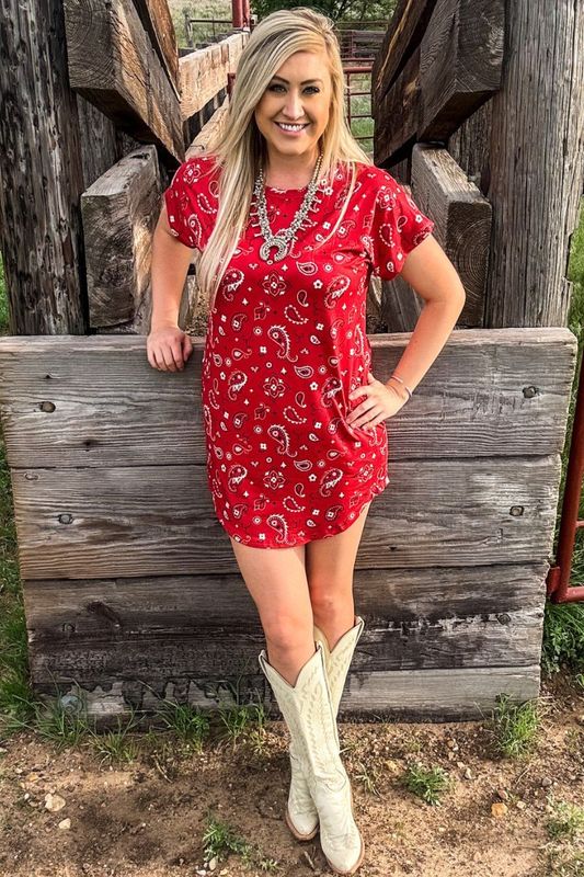 Bandana Babe Dress (in Red)
