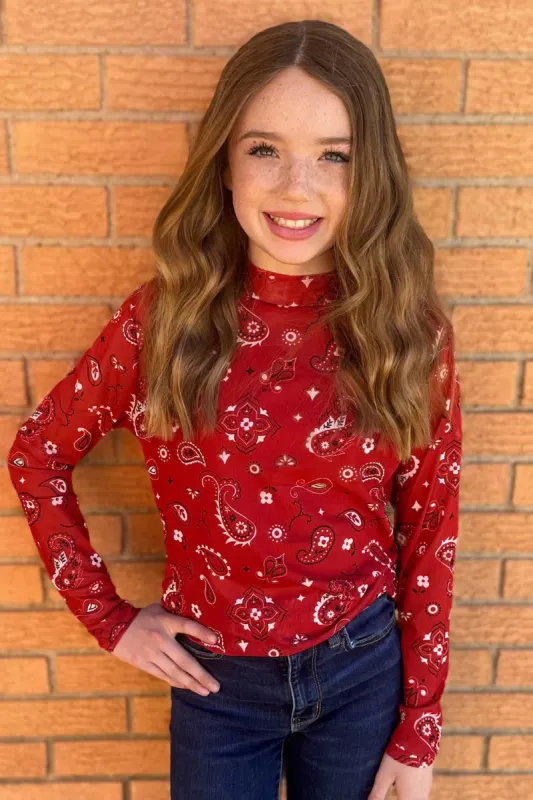 Bandana Babe Red Mesh Top in Youth Sizes
