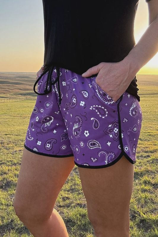 Bandana Babe Purple Shorts (2 lengths available)