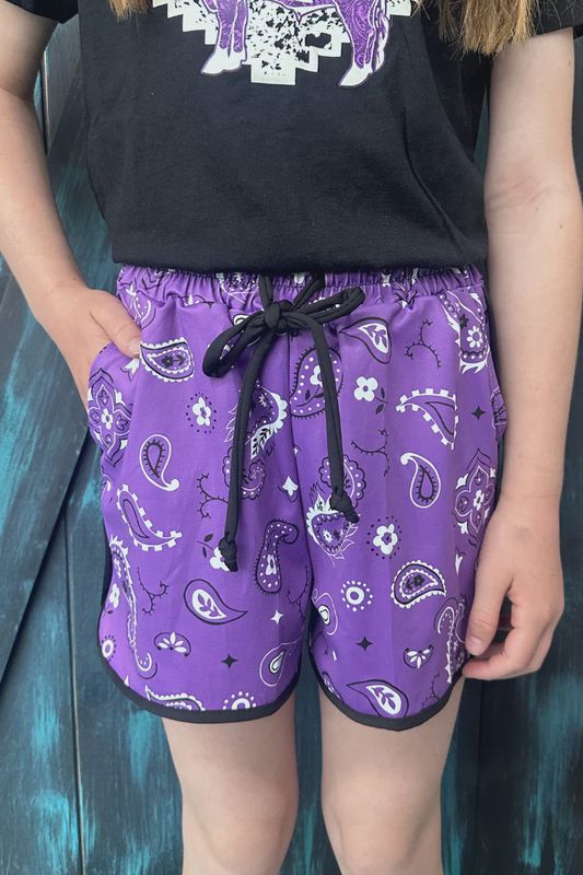 Bandana Babe (Purple) Shorts - Youth Sizes