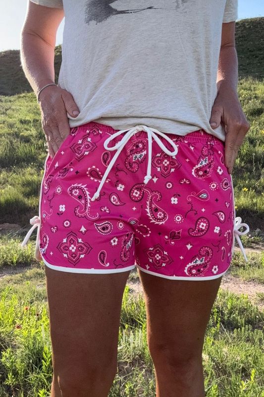 Bandana Babe Shorts In Hot Pink (Two Lengths)