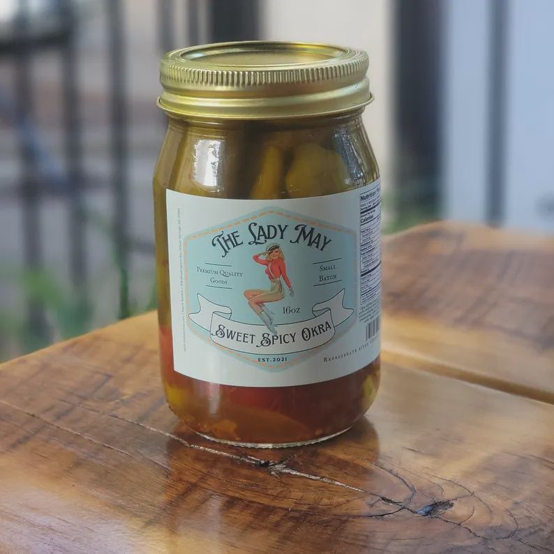 Sweet &amp; Spicy Pickled Okra -24 oz jar