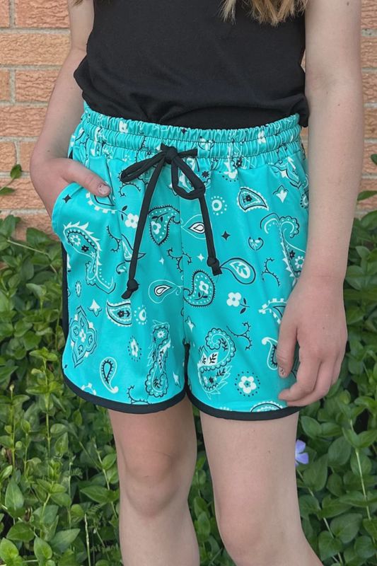 Bandana Babe Turquoise Shorts - Youth Sizes