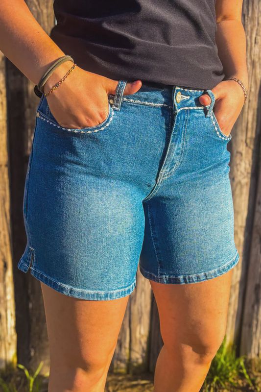 Stitched Denim Shorts - longer length for Moms!!!