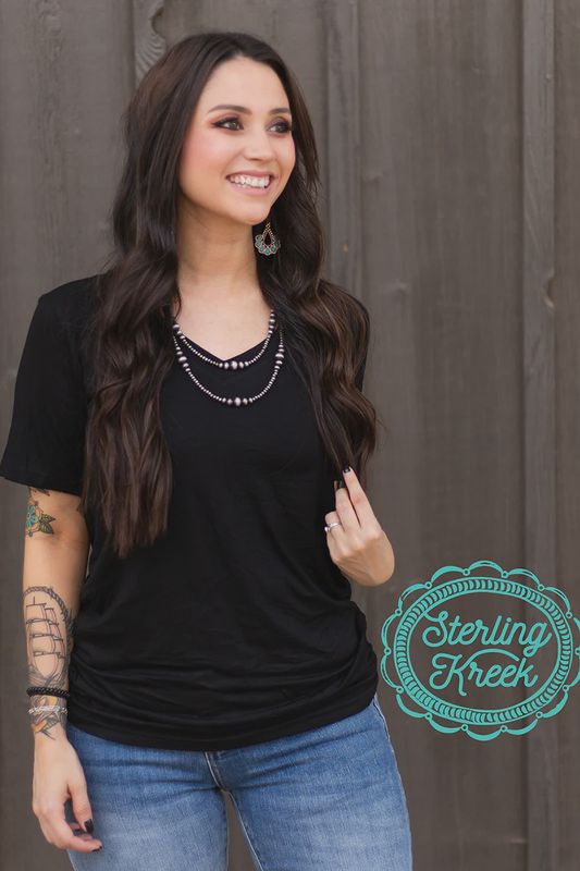 Simple Sterling Black - V-neck top