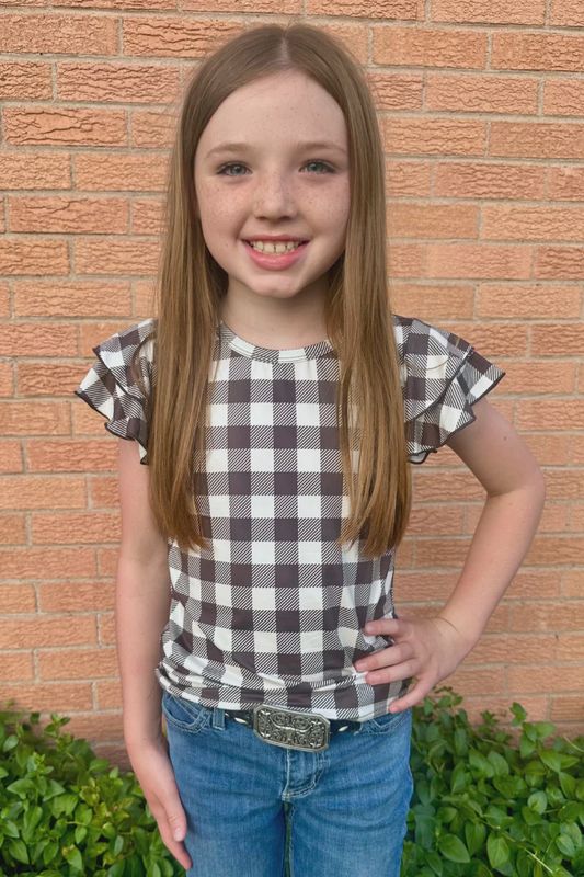 Plaid My Love (Brown) Youth Top