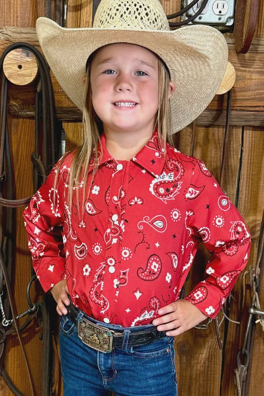 Bandana Babe Red Button Up - Youth sizes