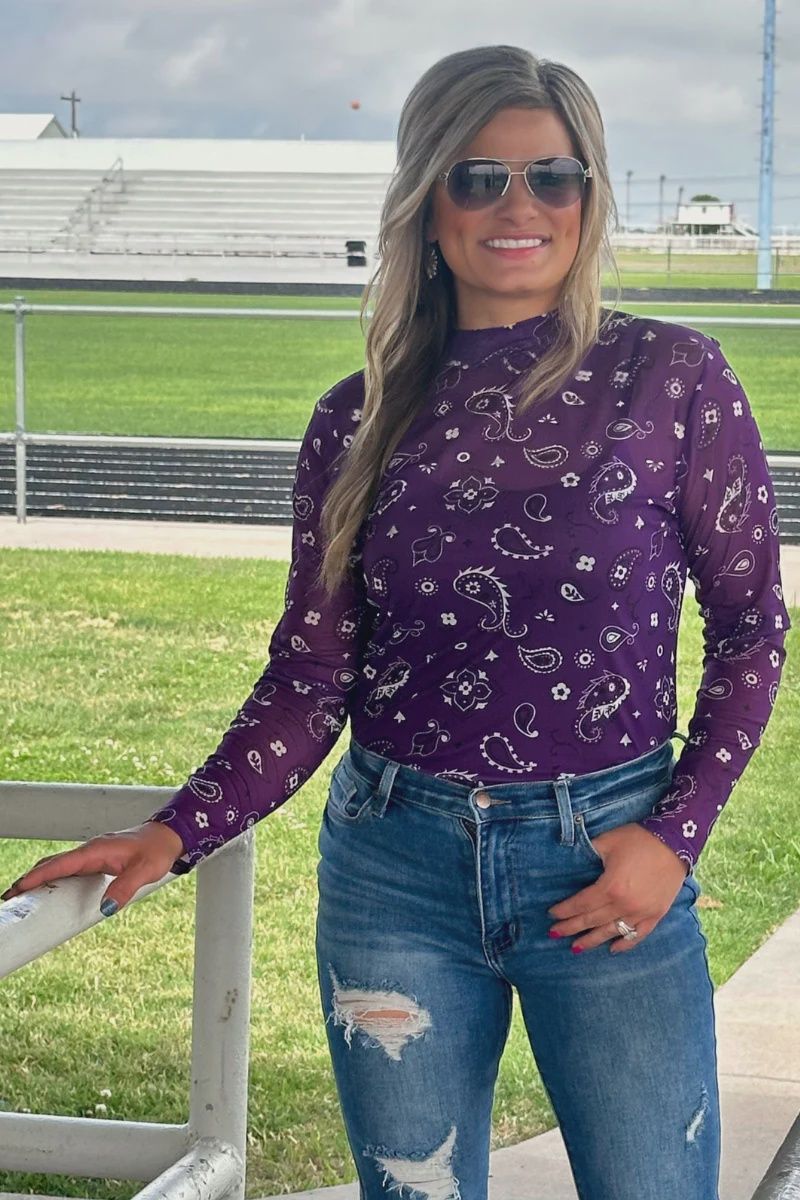 Bandana Babe Mesh Top in Purple