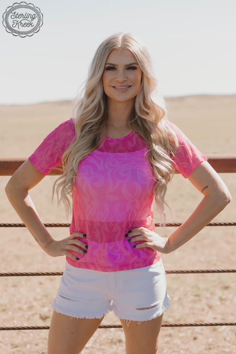 Let&#39;s Go Girl Mesh Short Sleeve Top
