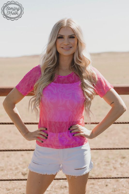 Let&#39;s Go Girl Mesh Short Sleeve Top