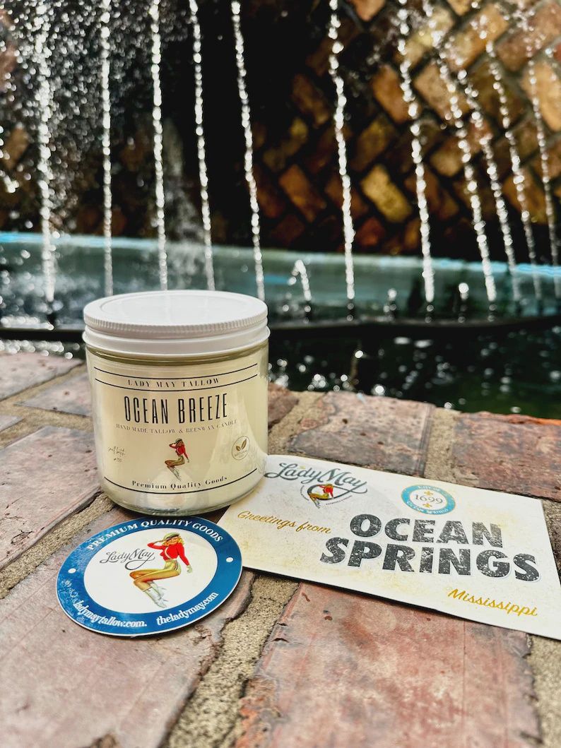 Clean Burning Ocean Breeze Tallow and Beeswax Candle