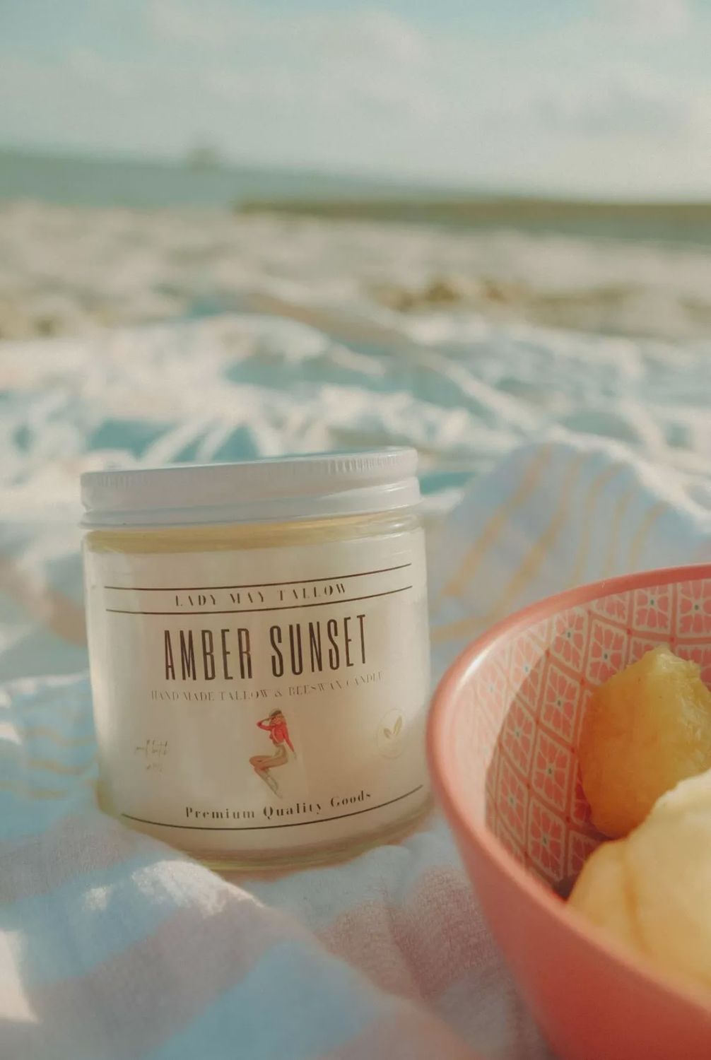 Clean Burning Amber Sunset Tallow and Beeswax Candle