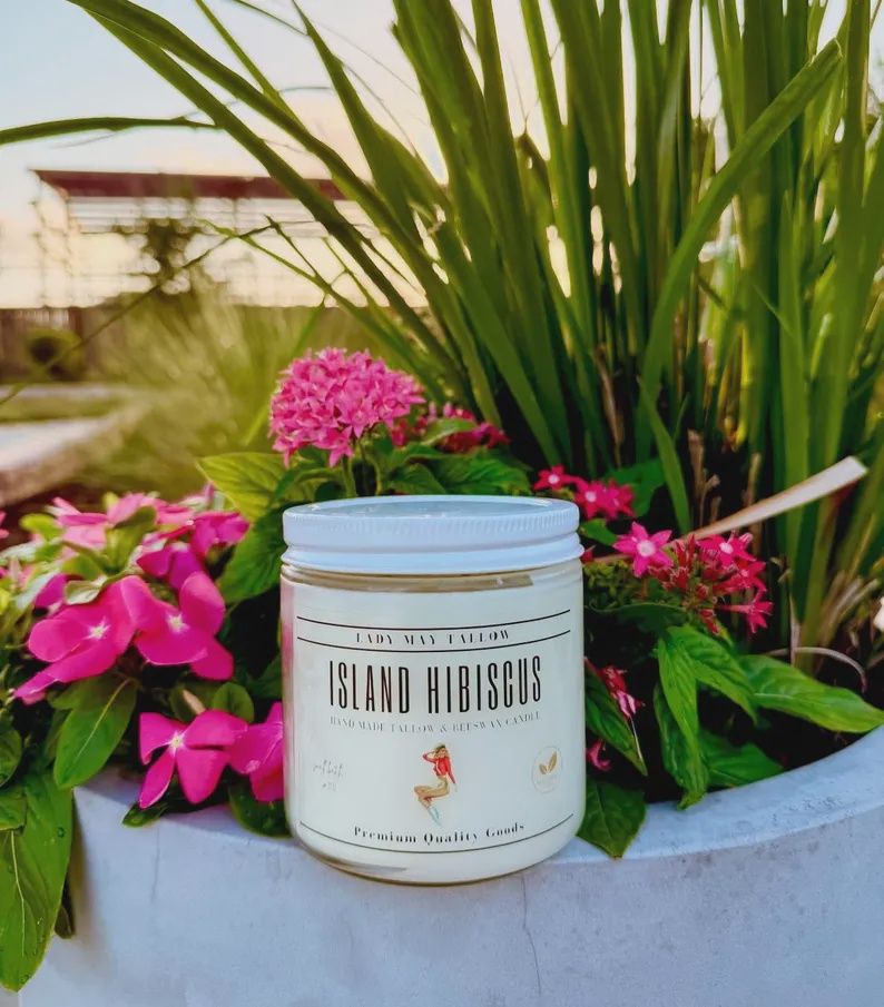 Clean-Burning Hibiscus Tallow and Beeswax Candle