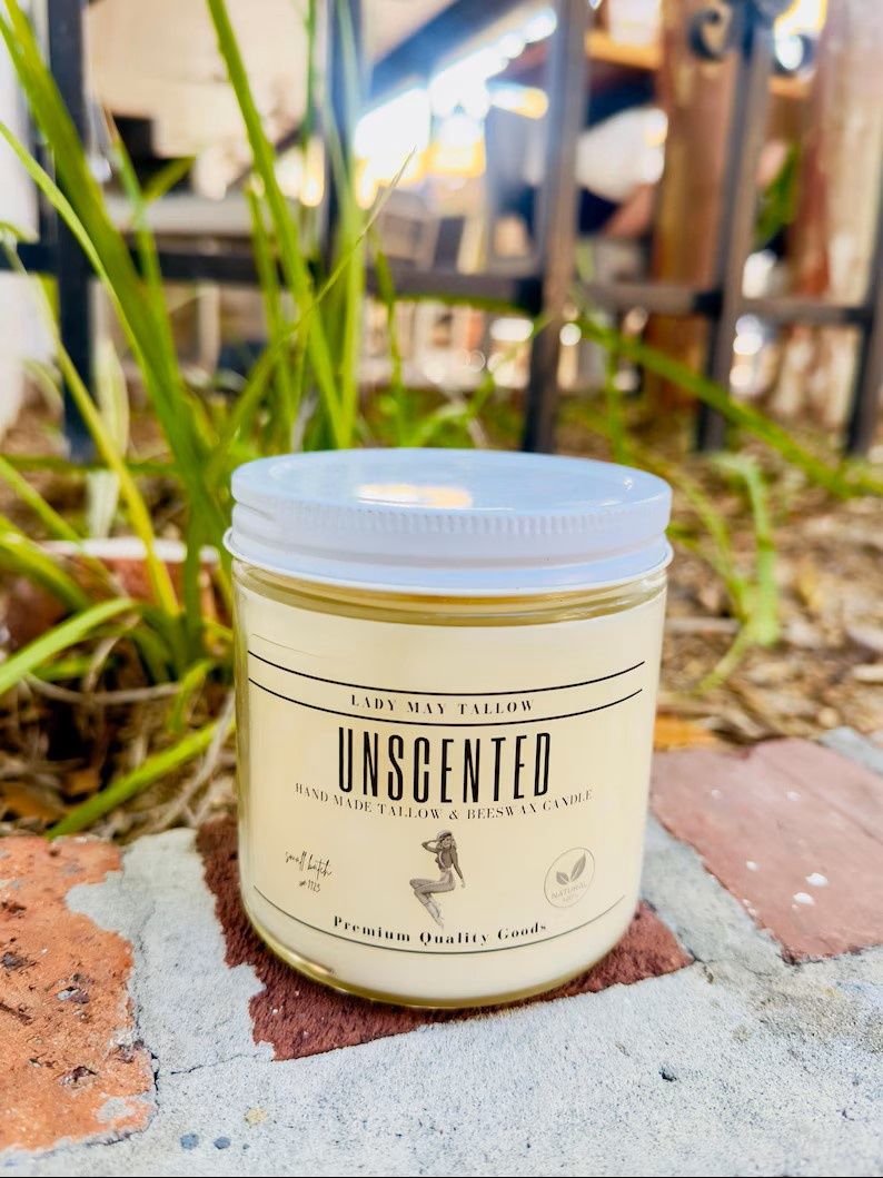 Clean Burning Unscented Tallow and Beeswax Candle