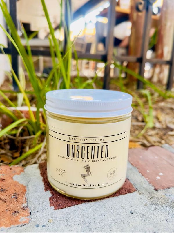 Clean Burning Unscented Tallow and Beeswax Candle